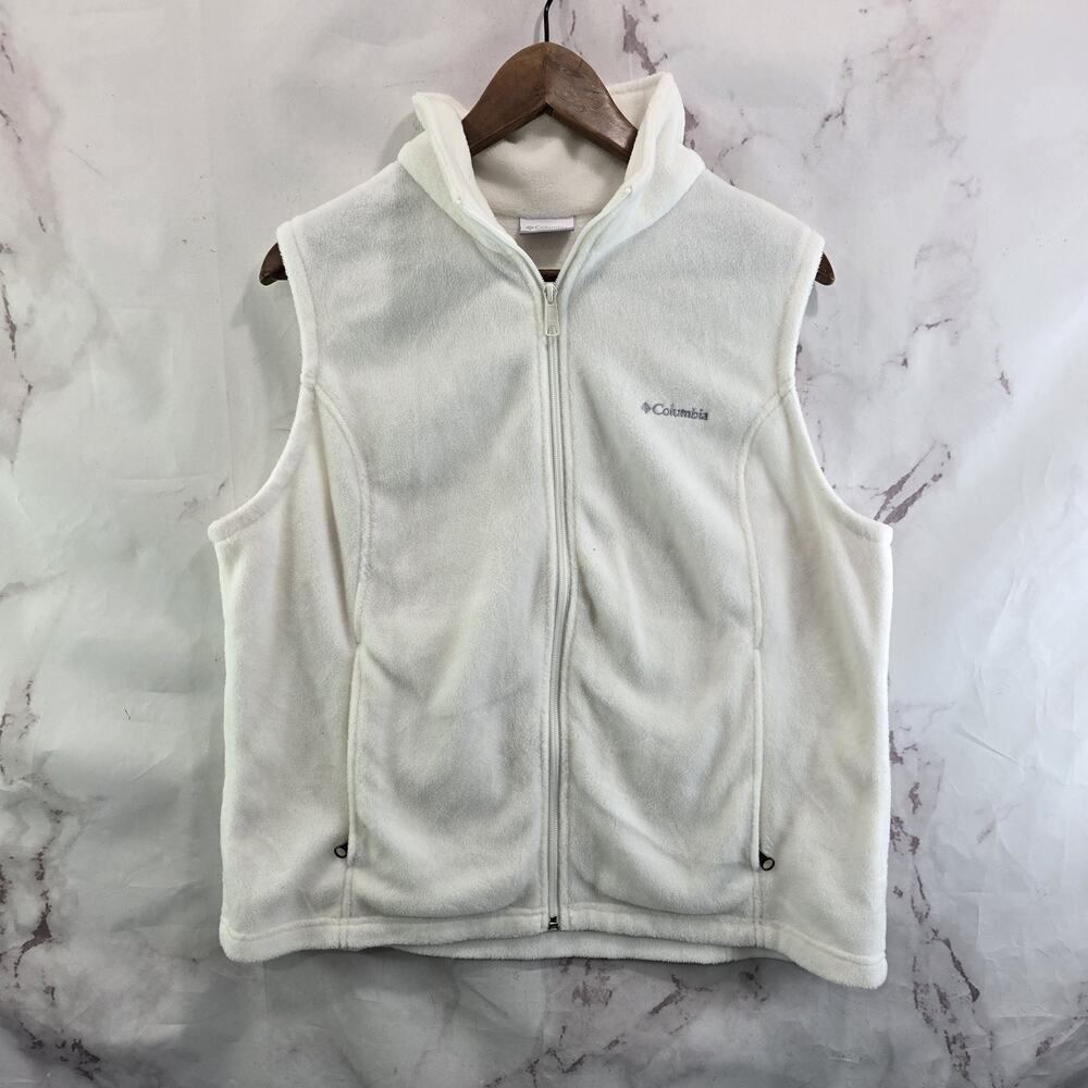 Columbia Vest Womens XL P White Full Zip Fleece Jacket Mid Steens Mountain